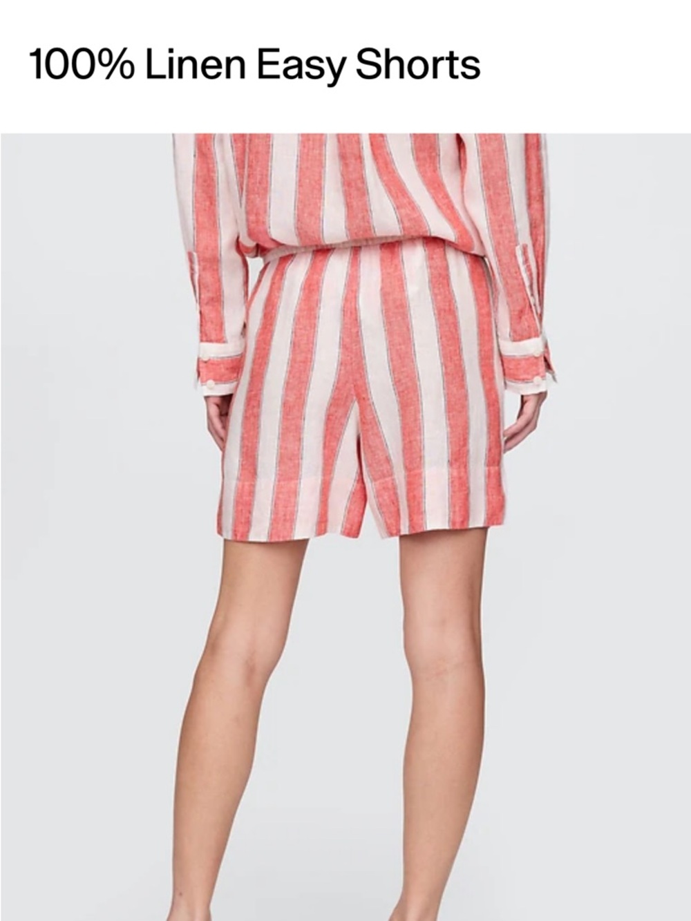 GAP Coral and White Striped Drawstring Women’s Linen Shorts